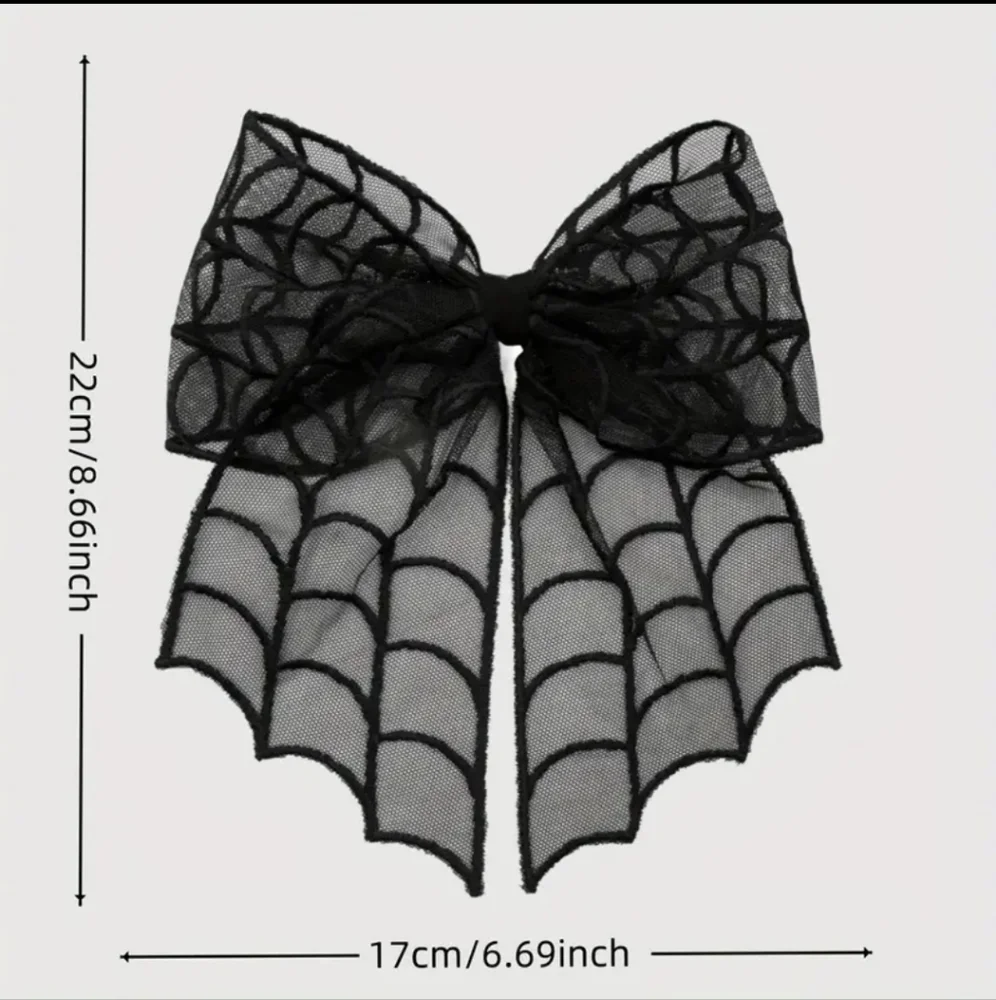 🕸 Black Spider Web Mesh Bow Hair Clip 🕸🕷 (OS)